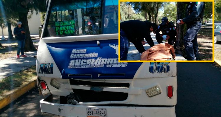 Escapa chofer de ruta Nueva Generación tras chocar auto y lesionar un hombre en Puebla