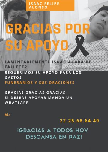 Muere Isaac / foto: redes sociales