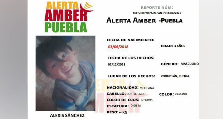 Alerta Amber por Alexis desaparecido desde diciembre en Zoquitlán, Puebla