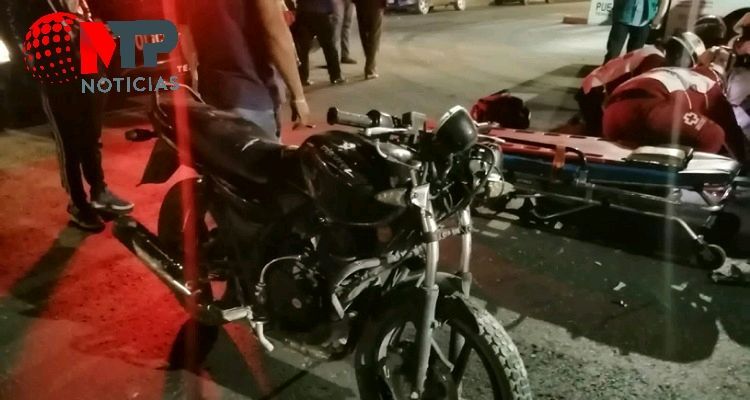 Motociclista accidentado en Tehuacán