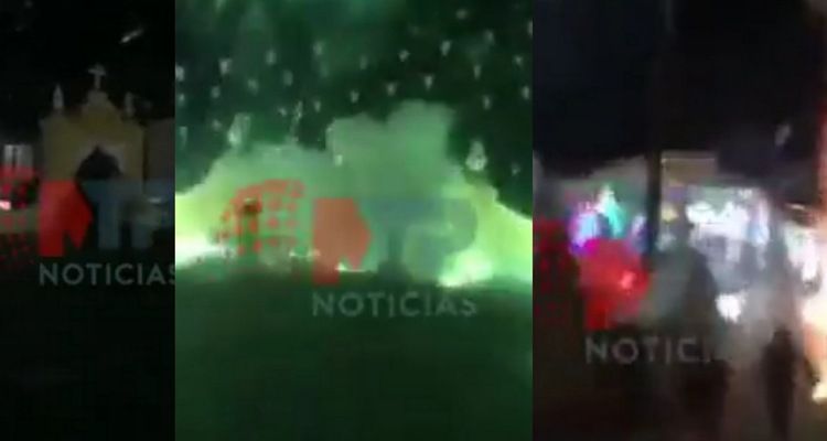 Explota 'bomba' pirotécnica en atrio de la iglesia de San Pablo del Monte  (VIDEO) - MTP Noticias