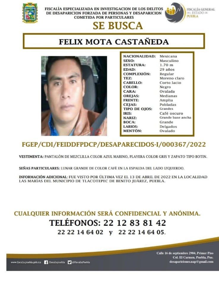 Hombre desaparecido en Tlacotepec