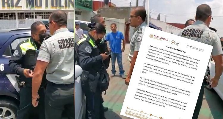 Agente de la Guardia Nacional golpea policías Puebla
