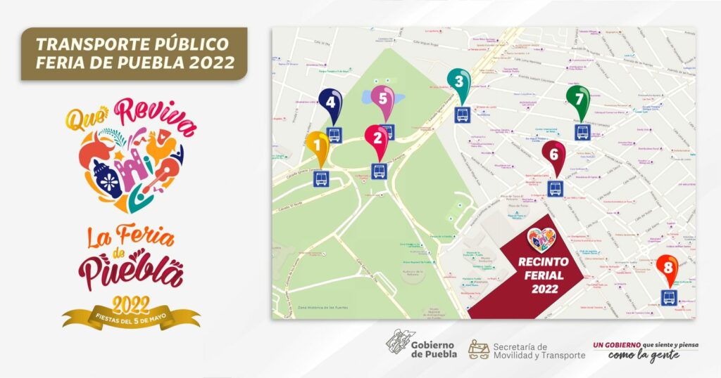 Continúan recorridos de taxi y transporte público en la Feria de Puebla 2022