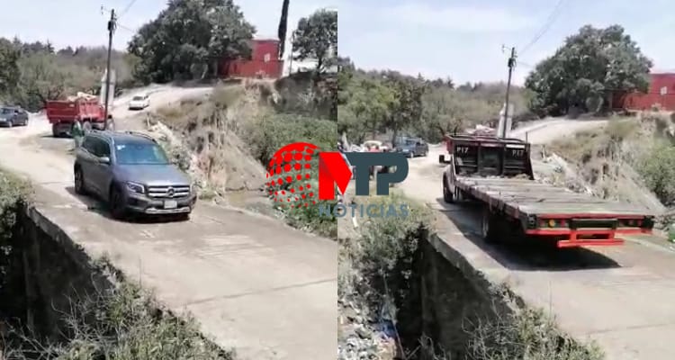 Temen colapso de puente en Chachapa, Amozoc