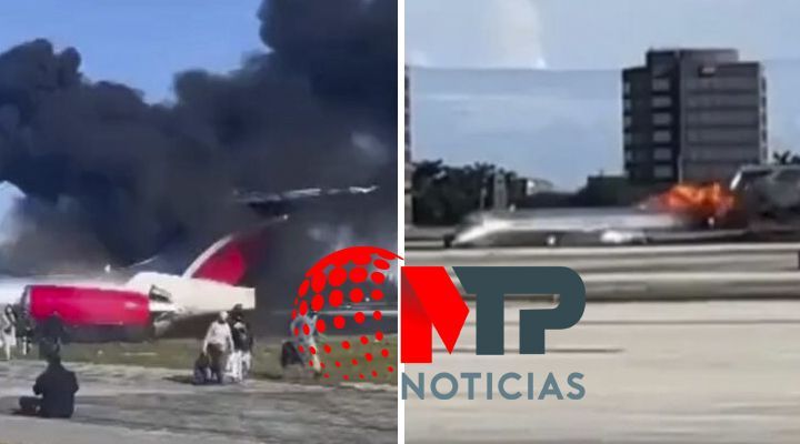 Avion con 126 personas a bordo se incendia tras aterrizar en Miami