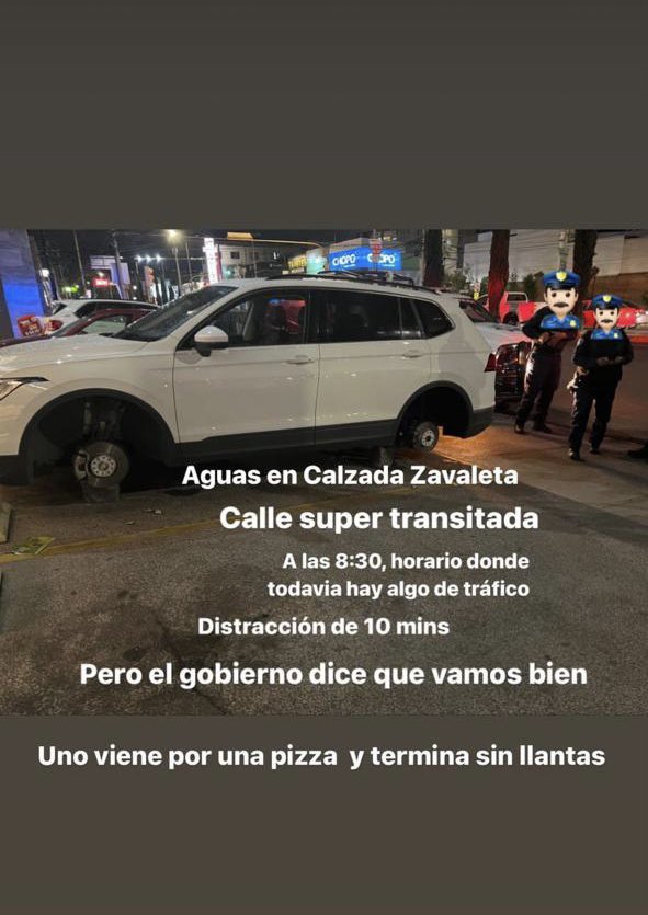 ladrones robaron dos llantas en diez minutos en Pizzeria de Puebla