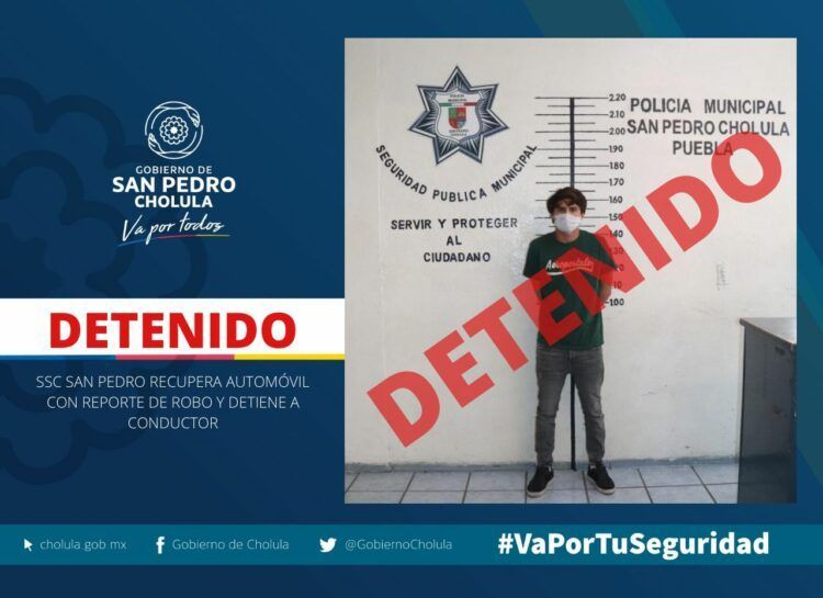 Policías de San Pedro Cholula detienen a Víctor