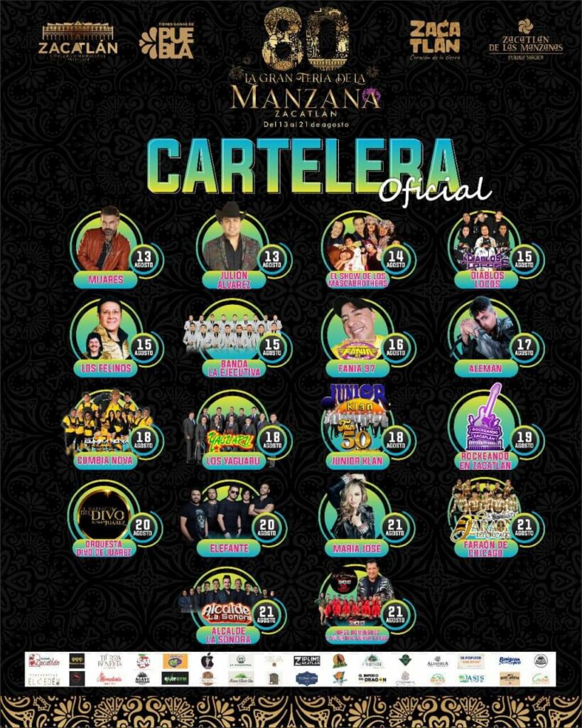 esta es la cartelera de la Feria de Zacatlan