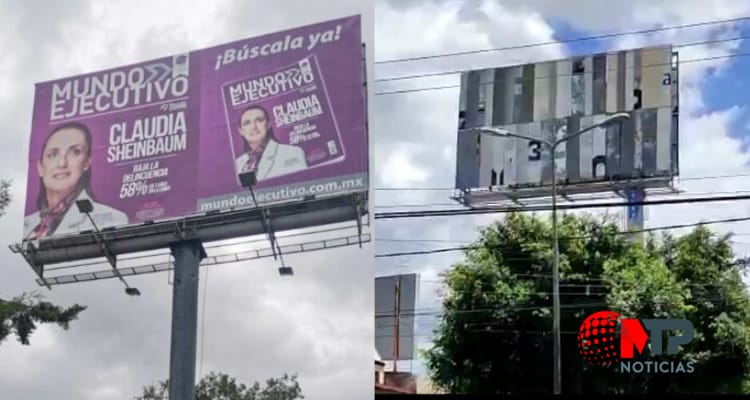 Retiran espectaculares de Claudia Sheinbaum en Puebla tras denuncia del PAN
