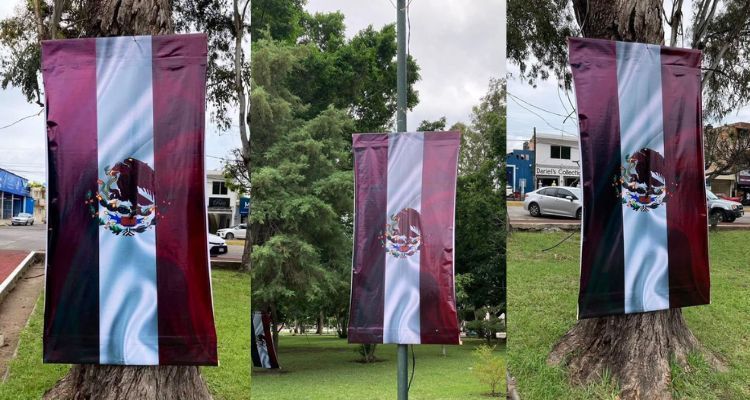 Bandera mexicana con colores de Morena en Nayarit causa polémica