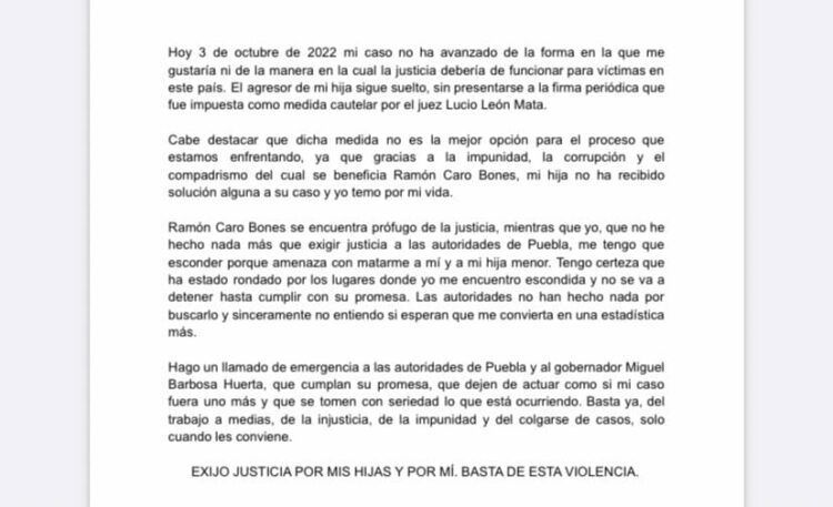 Miriam exige justicia: Ramón violó a su hijastra