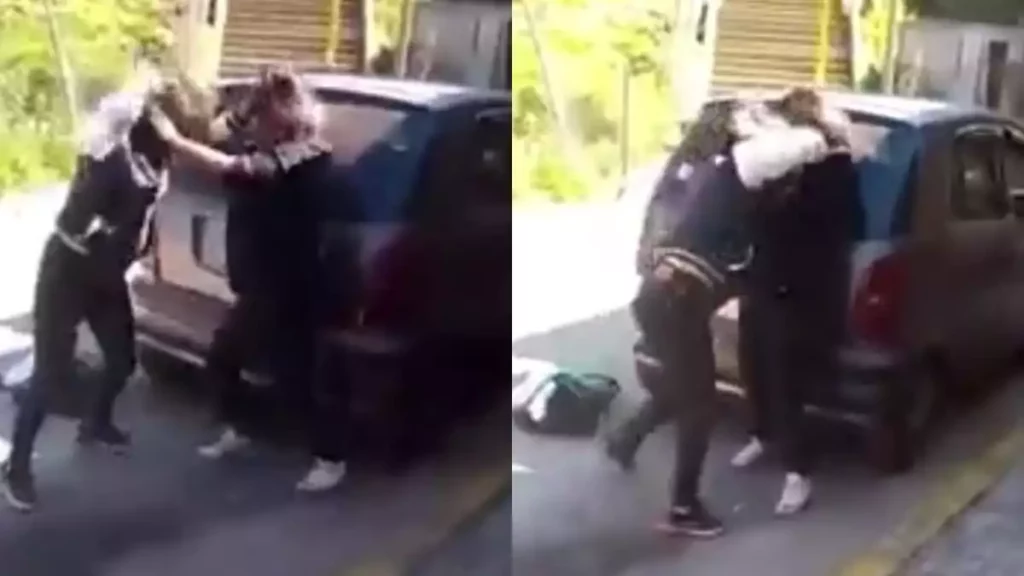 ¡Golpes y razguños! Así fue la pelea de estudiantes de bachiller en Puebla