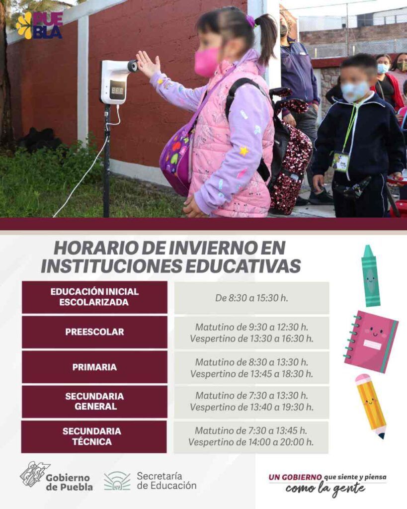 ¡Atención! Inicia horario de invierno en escuelas de Puebla, esto debes saber 