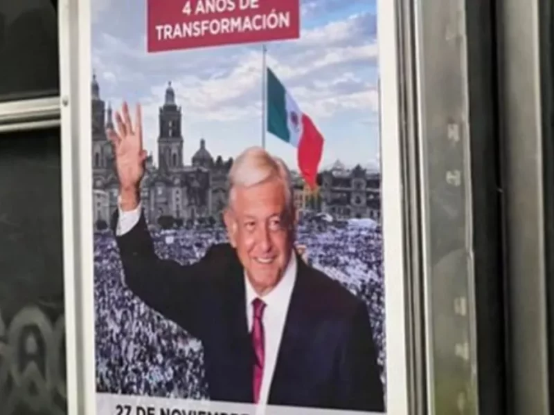 ¿Promocionan la marcha de AMLO con carteles en los metros de CDMX?, esto sabemos