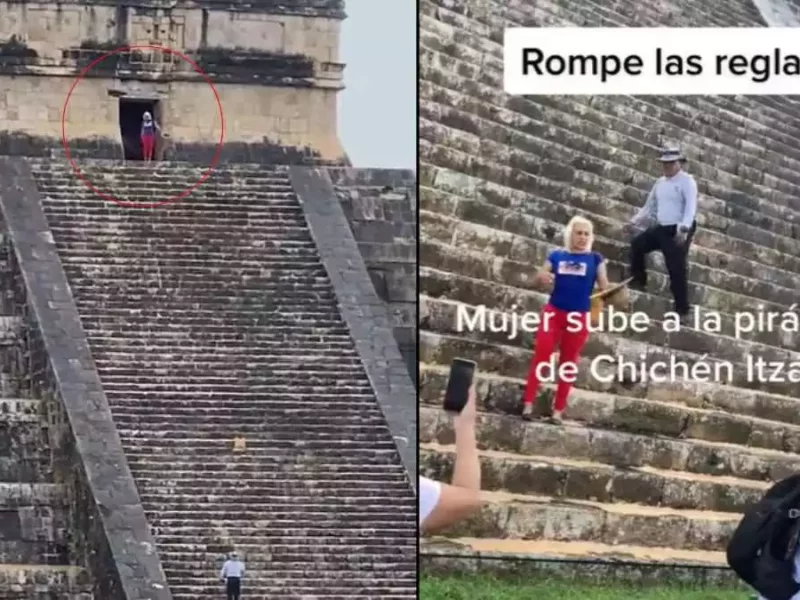 Turista se sube a pirámide de Chichén Itzá y testigos exigen "lincharla"