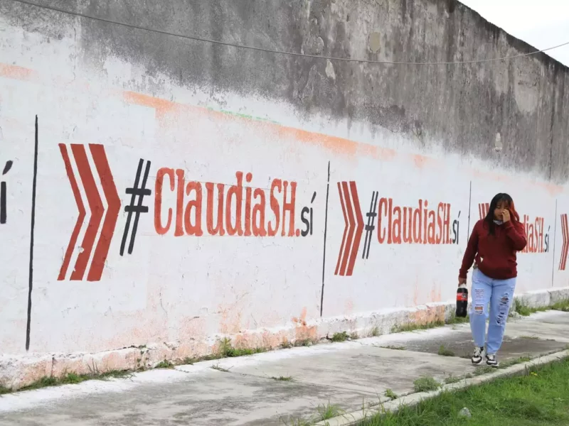 Aspectos de bardas pintadas por simpatizantes en Puebla