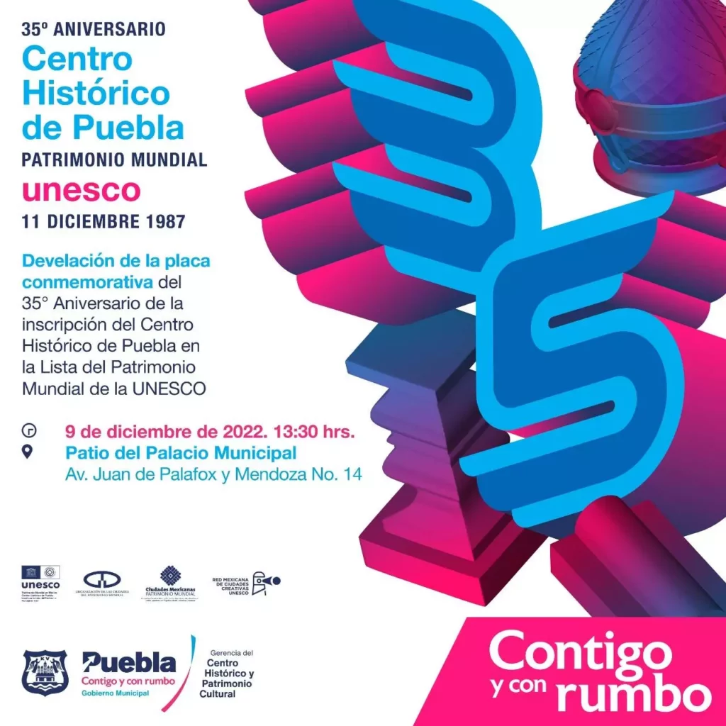 Festeja Puebla tres importantes aniversarios, Develación de la placa conmemorativa del 35 aniversario de Puebla