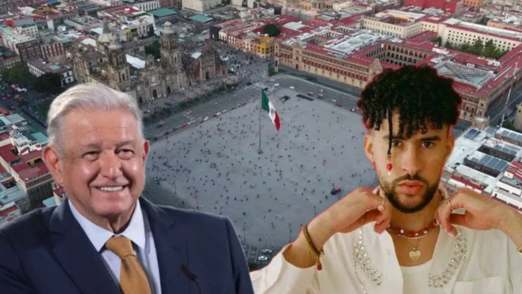 AMLO pide a Bad Bunny dar un concierto gratis en Zócalo de CDMX, esto le ofrece