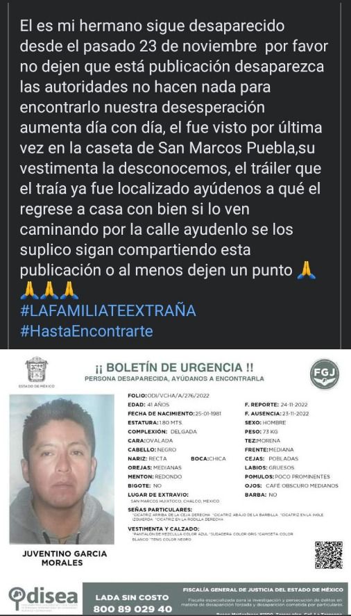 Cierran la México-Puebla por desaparición de un hombre en Edomex