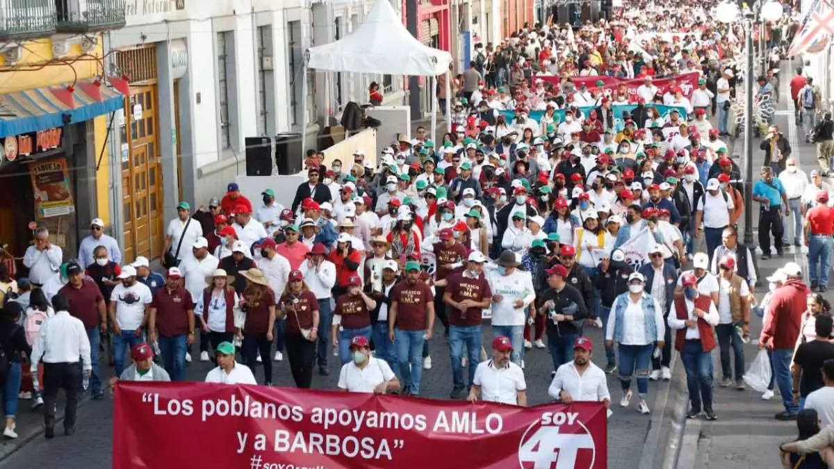 En Puebla, le cumplimos a AMLO con marcha de 100 mil: Barbosa