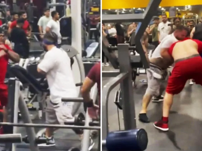 Puñetazo y golpe con la pesa: hombres protagonizan brutal pelea en un gimnasio