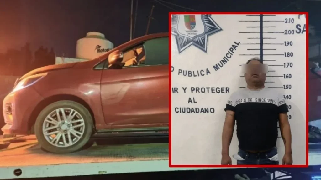 Chofer de taxi ejecutivo enfrenta a ladrones en Cholula, hay dos detenidos