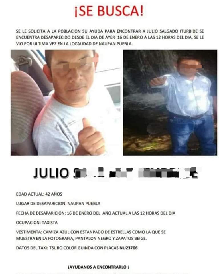 Hallan sin vida en Hidalgo a taxista poblano reportado como desaparecido