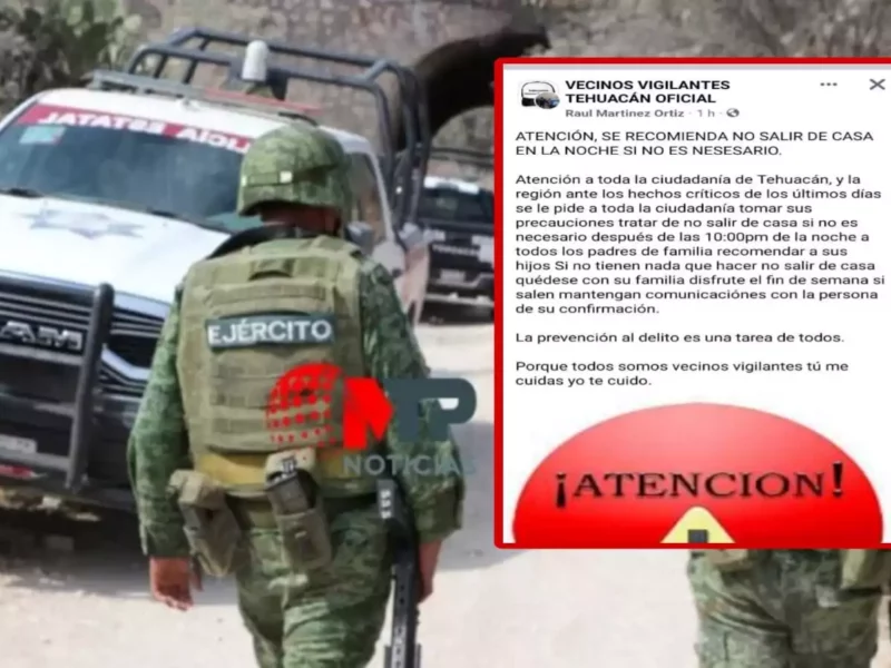 Llaman a 'toque de queda' en Tehuacán ante asesinatos