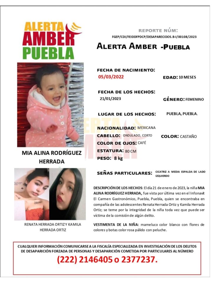 Mía Alina Rodríguez y las hermanas Renata y Kamila Herrada Ortiz desaparecieron