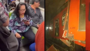Mujer reza en el Metro de la CDMX