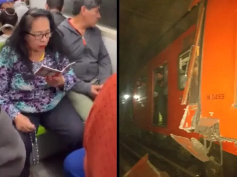 Mujer reza en el Metro de la CDMX