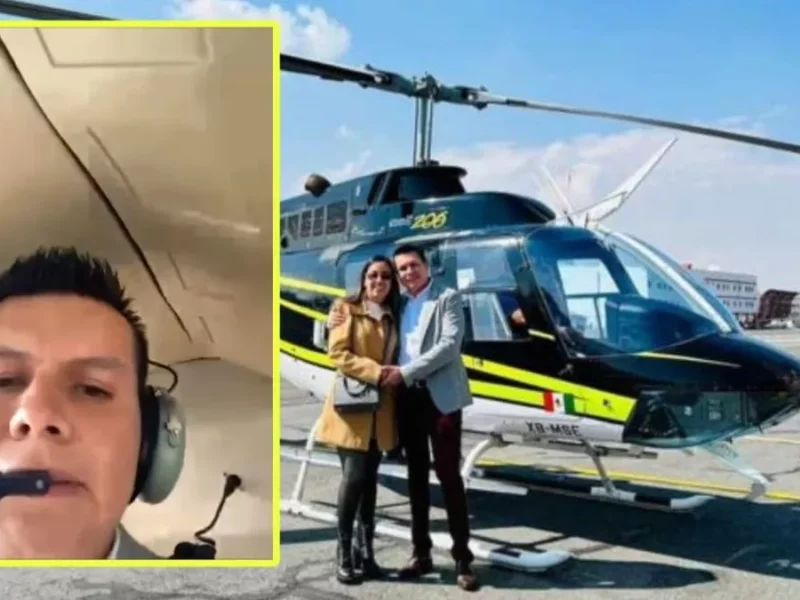 ¡Hay dinero! En helicóptero pide matrimonio a su novia, funcionario de Huauchinango