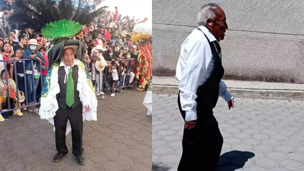 Carnaval de Tlaxcala Delfino de 95 años es el huehue más longevo