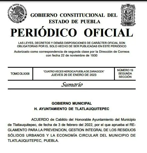 Periódico Oficial del Gobierno del Estado de Puebla