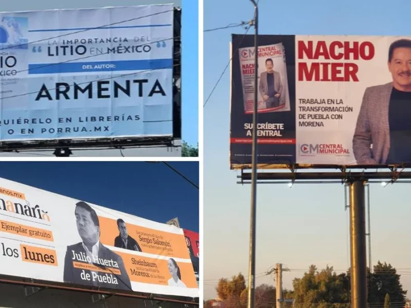 Aspirantes a gubernatura de Puebla violan ley electoral con espectaculares