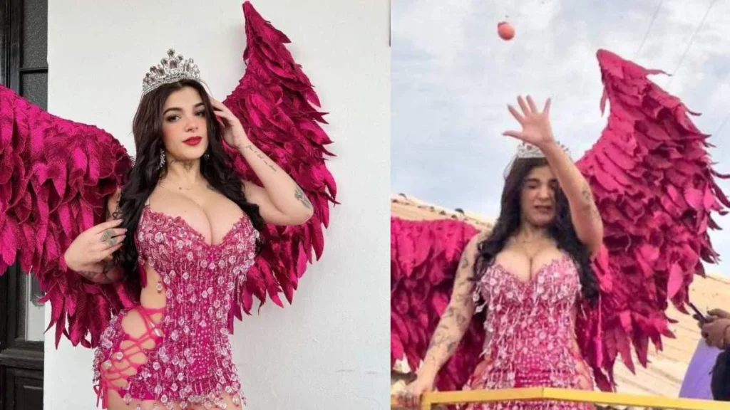 Atacan a huevazos a Karely Ruiz en carnaval de Sonora