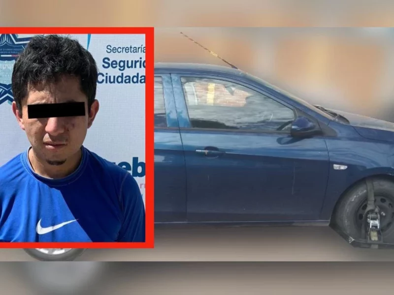 Detienen a 'El Jetas' por robar auto a conductor de DIDI en Puebla