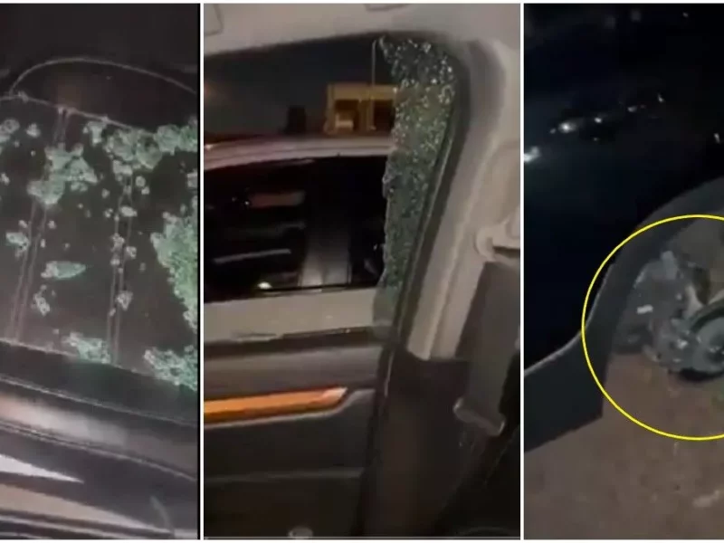 Sin llantas y con cristales rotos, así dejaron camioneta de comensal en restaurante Kampai