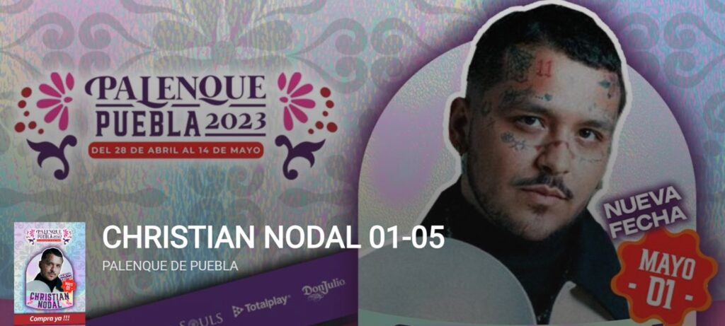 Nueva fecha de Christian Nodal en Palenque de la Feria de Puebla