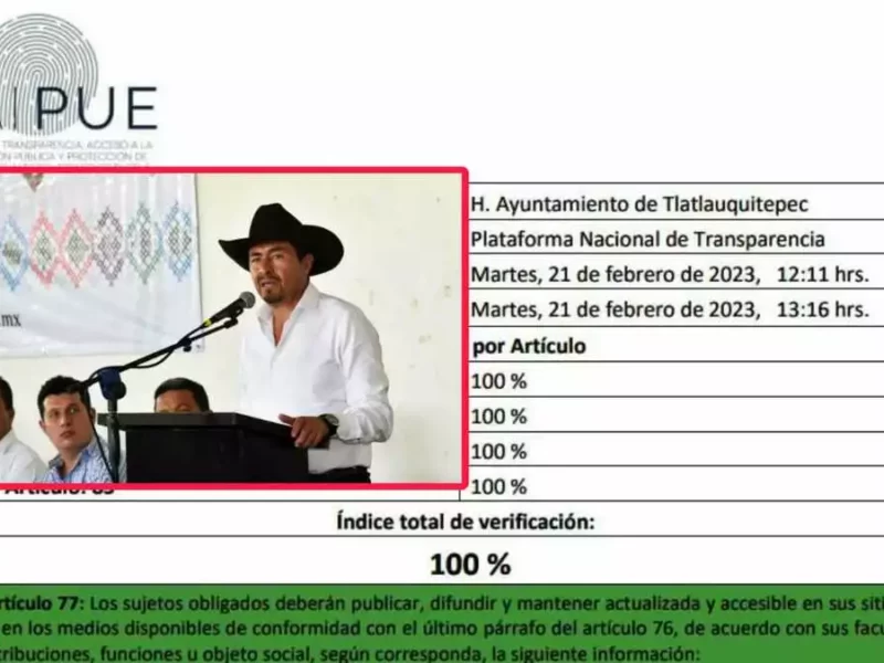 Tlatlauquitepec cumple con obligaciones de transparencia