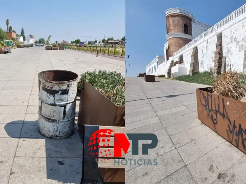 Zona arqueológica de Cholula grafiti, basura y aceite de garnachas, así las inmediaciones