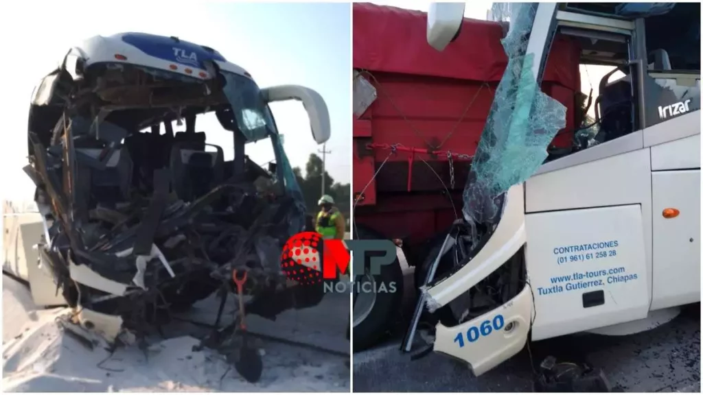 16 lesionados deja choque entre autobús y tractocamión en la Puebla-Orizaba