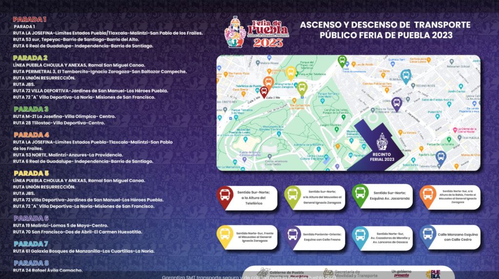 Ascenso y descenso de transporte público de la Feria de Puebla 2023