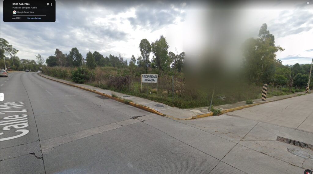 El terreno donde se construirá la nueva sede del Congreso de Puebla se ubica en calle 32 Oriente 202. Foto: Google Maps.