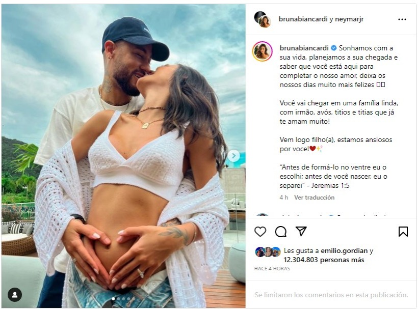 Cuenta de instagram de Neymar y Bruna Biancard