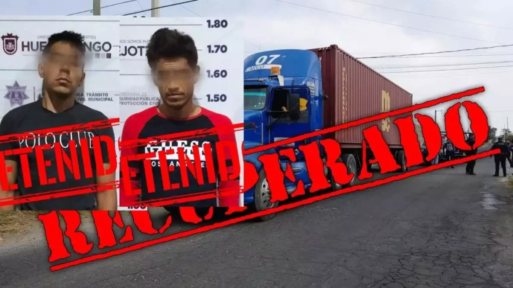 Israel y Mariano huían con camión robado, fueron detenidos en Huejotzingo
