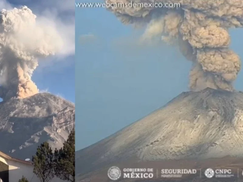 Ahora sí se pasó de ceniza el Popocatépetl en Atlixco, Puebla