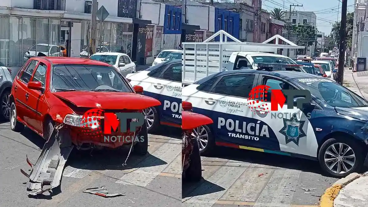 Chocan patrulla policías de Paola Angon, pero en Puebla capital