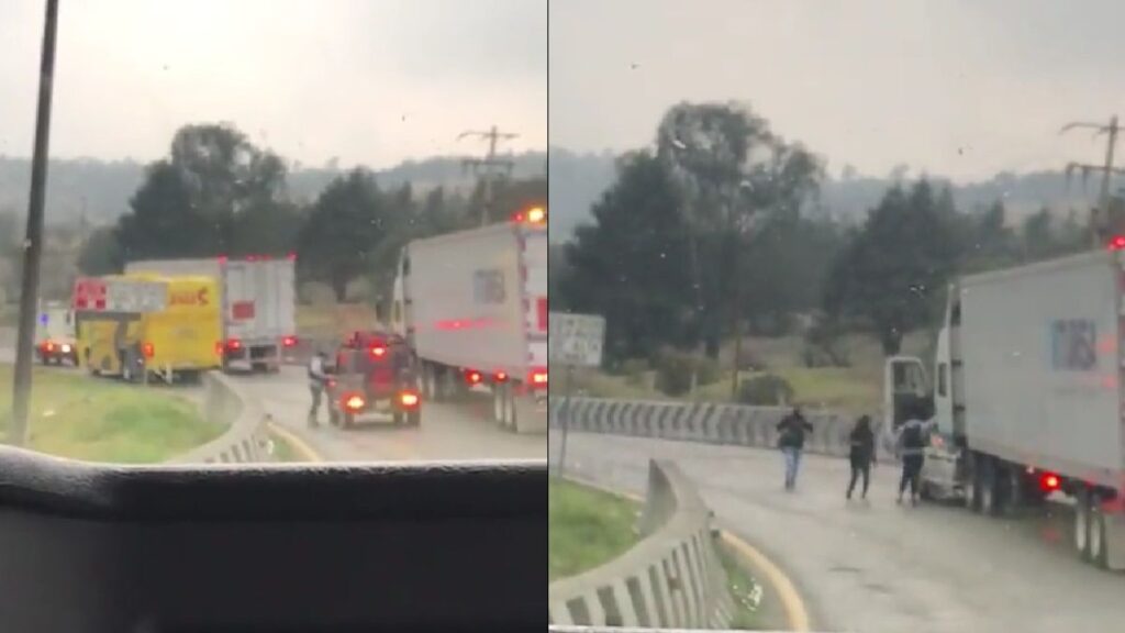 Hombres con armas largas cierran la Puebla-Veracruz para asaltar a automovilistas y traileros